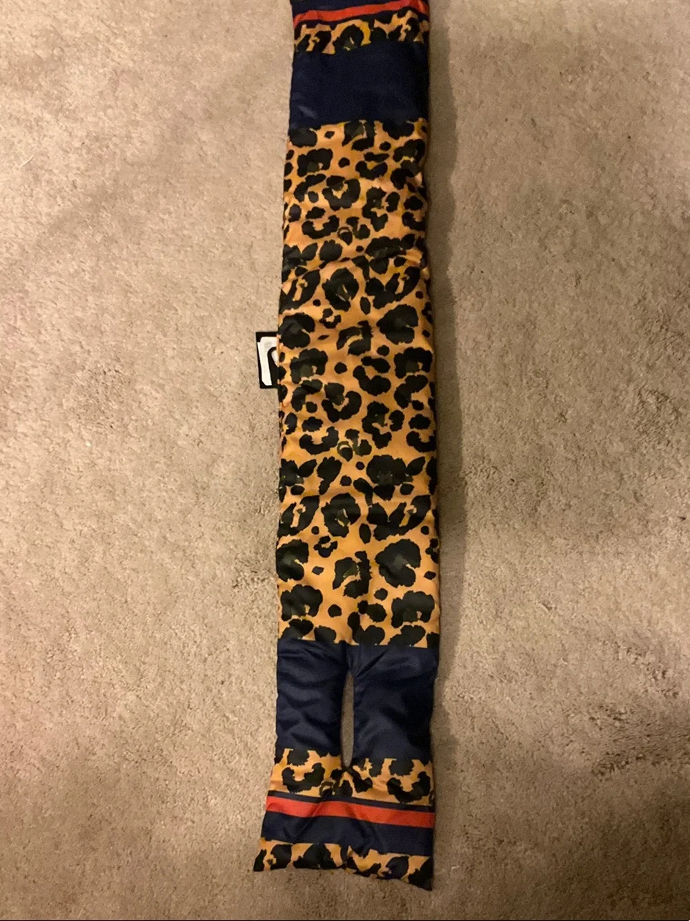 NWT Leopard Print Satin Scarf Air Puff Wrap in Black and Tan